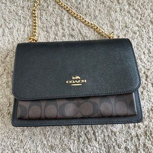 Coach Klare crossbody  Black and Brown Crossbody Bag with Gold Chain